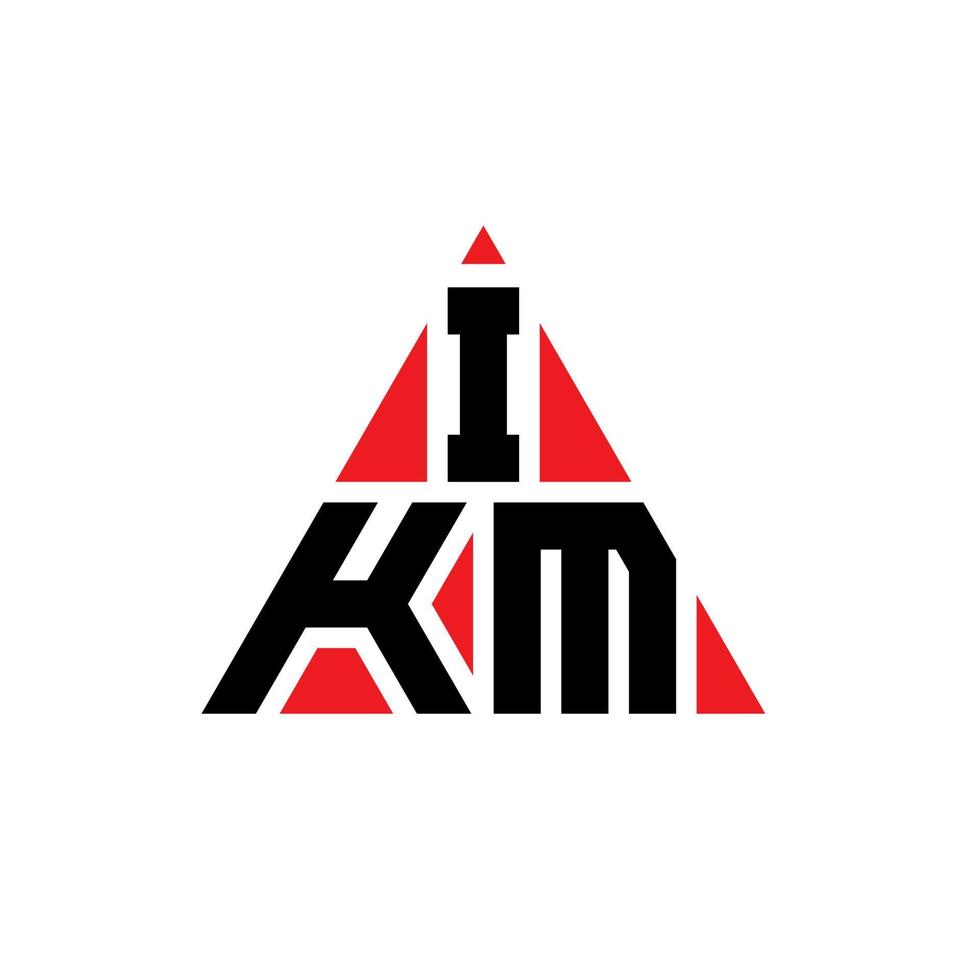 Diseño de logotipo de letra triangular ikm con forma de triángulo. Monograma de diseño de logotipo de triángulo ikm. plantilla de logotipo de vector de triángulo ikm con color rojo. logo triangular ikm logo simple, elegante y lujoso.