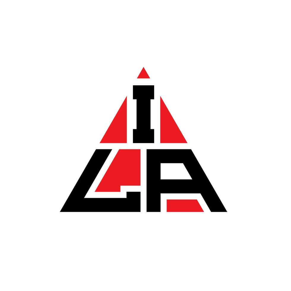 ILA triangle letter logo design with triangle shape. ILA triangle logo design monogram. ILA triangle vector logo template with red color. ILA triangular logo Simple, Elegant, and Luxurious Logo.