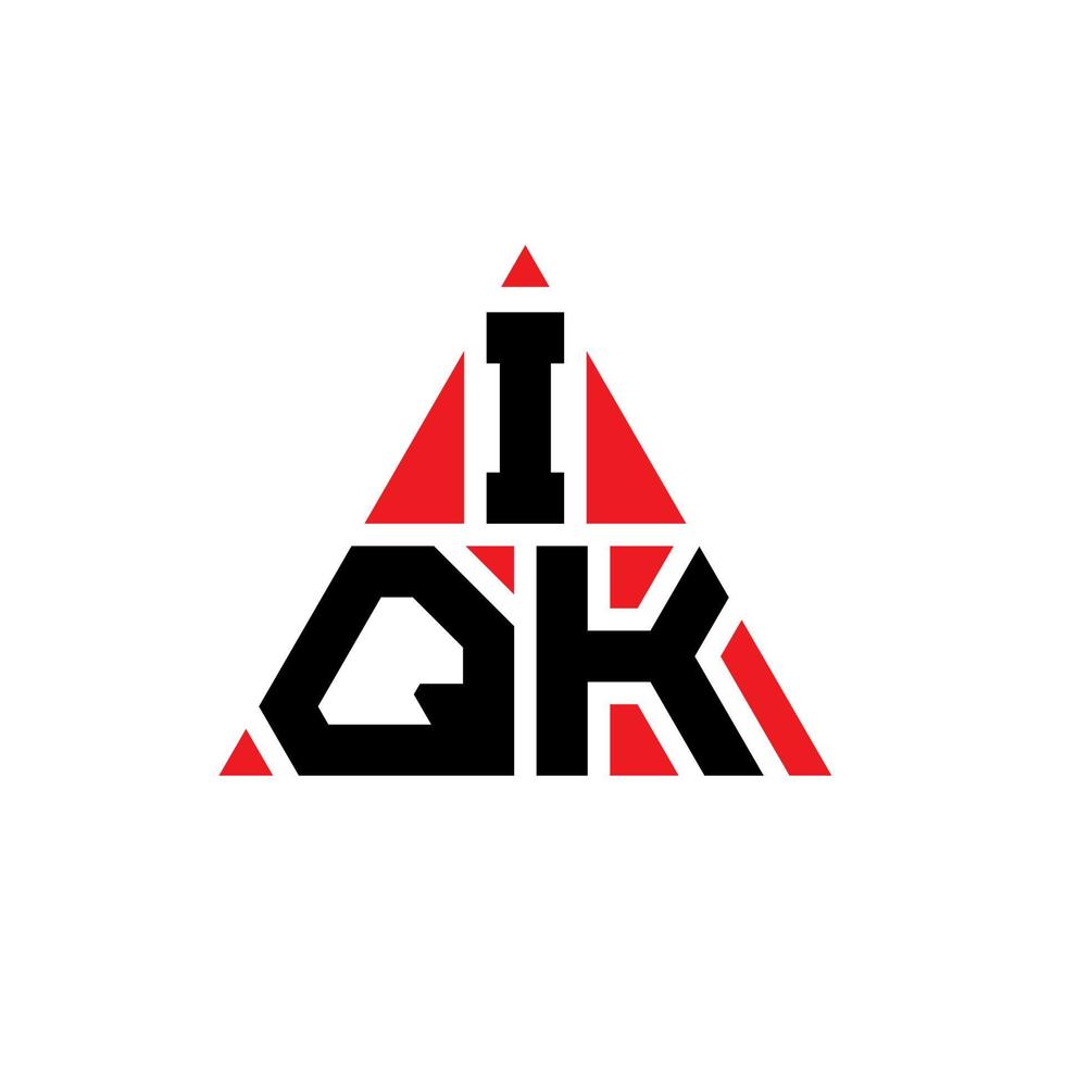 IQK triangle letter logo design with triangle shape. IQK triangle logo design monogram. IQK triangle vector logo template with red color. IQK triangular logo Simple, Elegant, and Luxurious Logo.