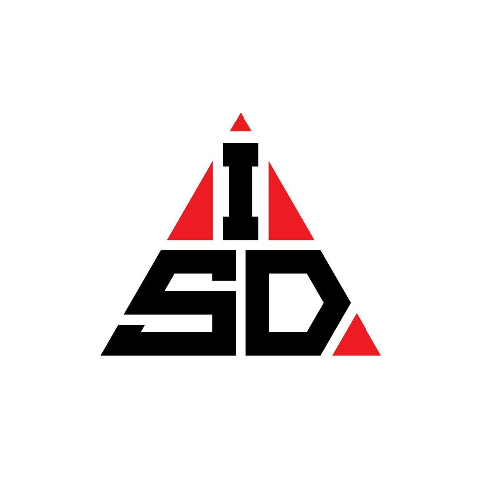 diseño de logotipo de letra triangular isd con forma de triángulo. monograma de diseño del logotipo del triángulo isd. plantilla de logotipo de vector de triángulo isd con color rojo. logotipo triangular isd logotipo simple, elegante y lujoso.