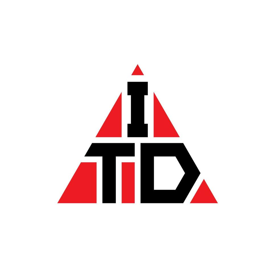 diseño de logotipo de letra triangular itd con forma de triángulo. monograma de diseño de logotipo de triángulo itd. plantilla de logotipo de vector de triángulo itd con color rojo. logotipo triangular itd logotipo simple, elegante y lujoso.