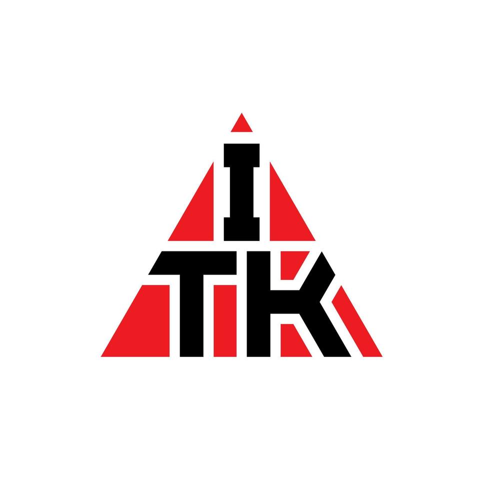 Diseño de logotipo de letra triangular itk con forma de triángulo. monograma de diseño de logotipo de triángulo itk. plantilla de logotipo de vector de triángulo itk con color rojo. logo triangular itk logo simple, elegante y lujoso.