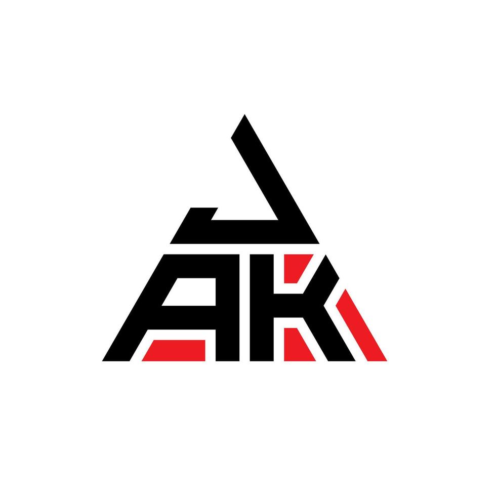 diseño de logotipo de letra triangular jak con forma de triángulo. monograma de diseño del logotipo del triángulo jak. plantilla de logotipo de vector de triángulo jak con color rojo. logotipo triangular jak logotipo simple, elegante y lujoso.