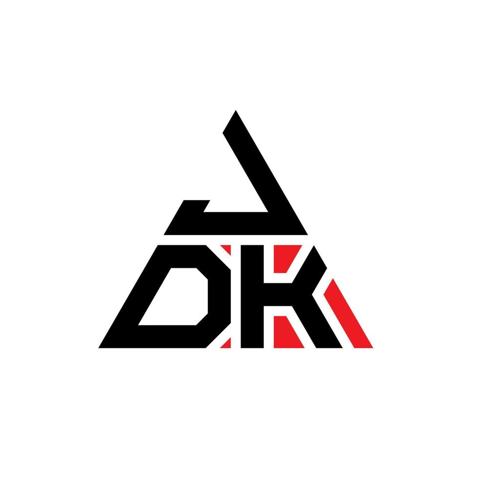 Diseño de logotipo de letra triangular jdk con forma de triángulo. monograma de diseño del logotipo del triángulo jdk. plantilla de logotipo de vector de triángulo jdk con color rojo. logotipo triangular jdk logotipo simple, elegante y lujoso.