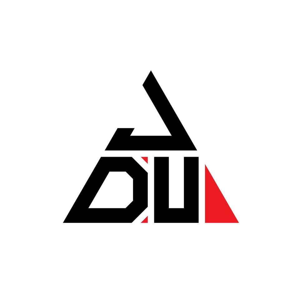 JDU triangle letter logo design with triangle shape. JDU triangle logo design monogram. JDU triangle vector logo template with red color. JDU triangular logo Simple, Elegant, and Luxurious Logo.