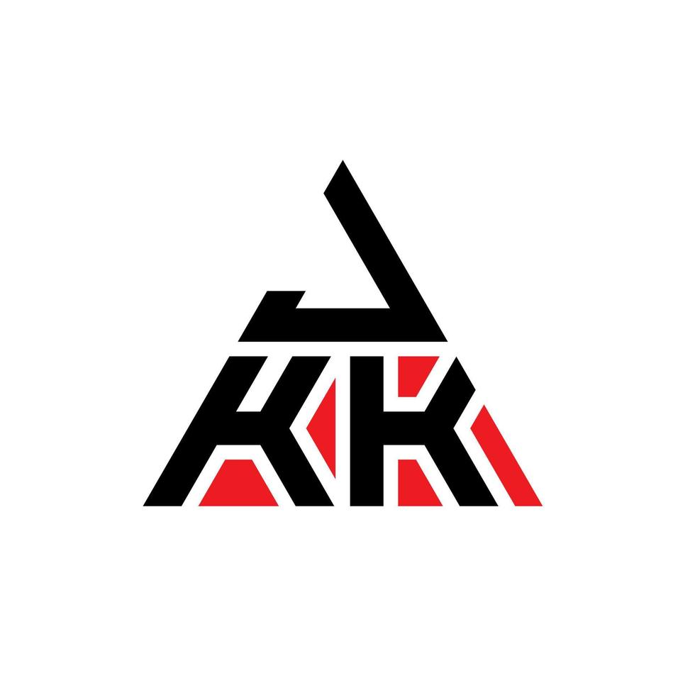 diseño de logotipo de letra triangular jkk con forma de triángulo. monograma de diseño del logotipo del triángulo jkk. plantilla de logotipo de vector de triángulo jkk con color rojo. logotipo triangular jkk logotipo simple, elegante y lujoso.