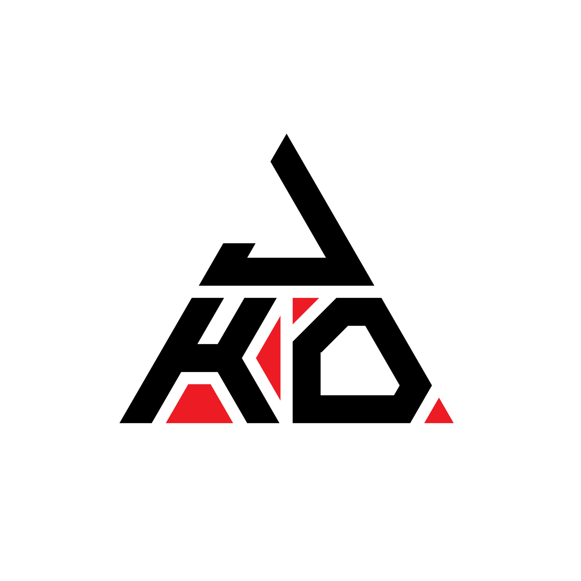 JKO triangle letter logo design with triangle shape. JKO triangle logo