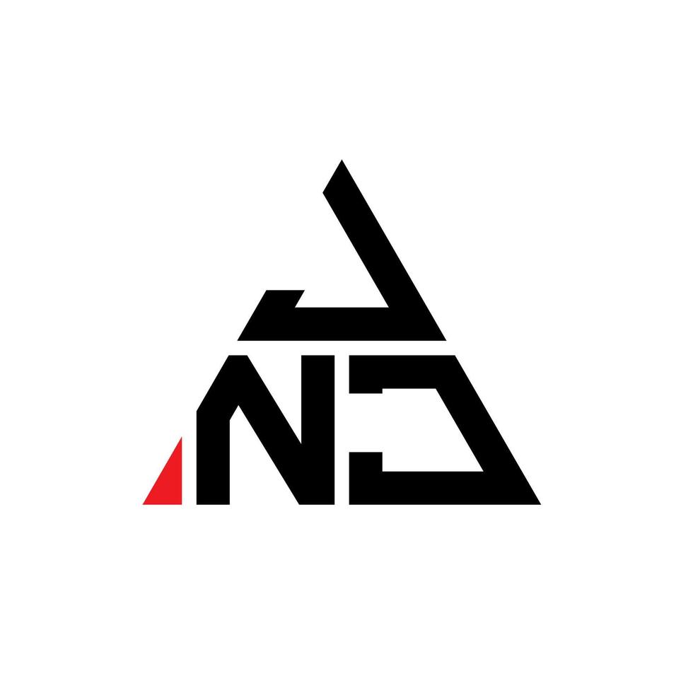 JNJ triangle letter logo design with triangle shape. JNJ triangle logo design monogram. JNJ triangle vector logo template with red color. JNJ triangular logo Simple, Elegant, and Luxurious Logo.