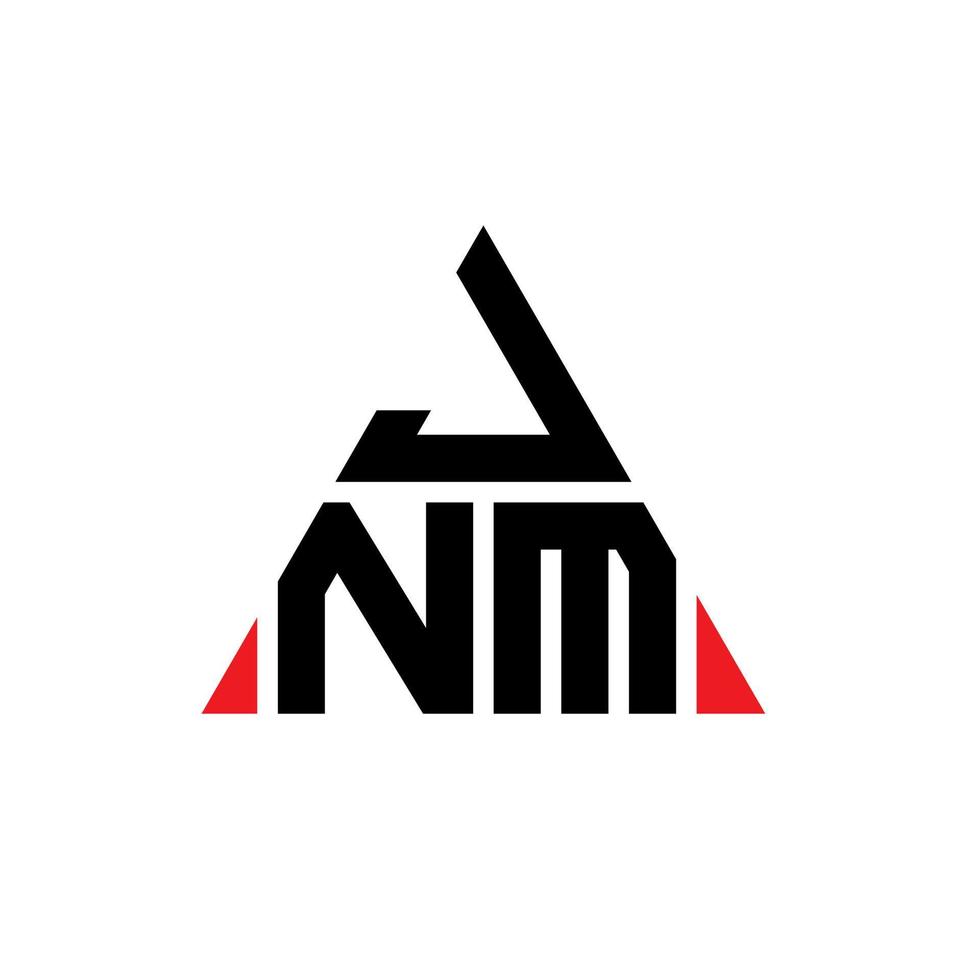 JNM triangle letter logo design with triangle shape. JNM triangle logo design monogram. JNM triangle vector logo template with red color. JNM triangular logo Simple, Elegant, and Luxurious Logo.