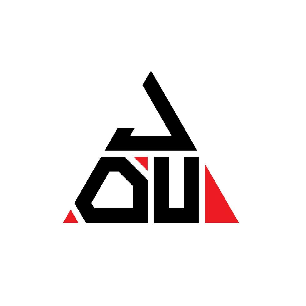 JOU triangle letter logo design with triangle shape. JOU triangle logo design monogram. JOU triangle vector logo template with red color. JOU triangular logo Simple, Elegant, and Luxurious Logo.