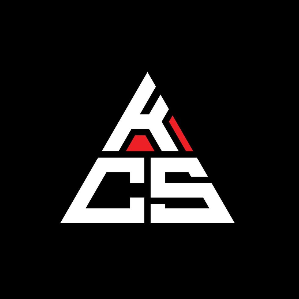 KCS triangle letter logo design with triangle shape. KCS triangle logo design monogram. KCS triangle vector logo template with red color. KCS triangular logo Simple, Elegant, and Luxurious Logo.