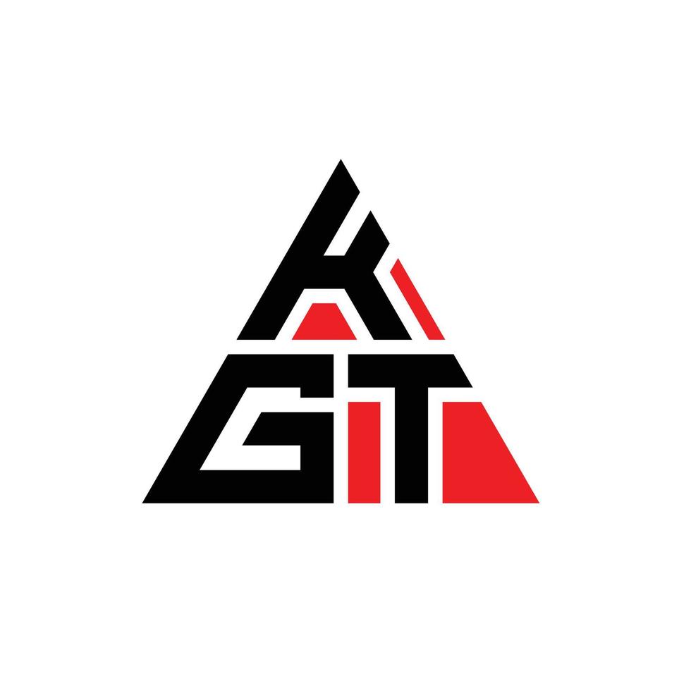 KGT triangle letter logo design with triangle shape. KGT triangle logo design monogram. KGT triangle vector logo template with red color. KGT triangular logo Simple, Elegant, and Luxurious Logo.
