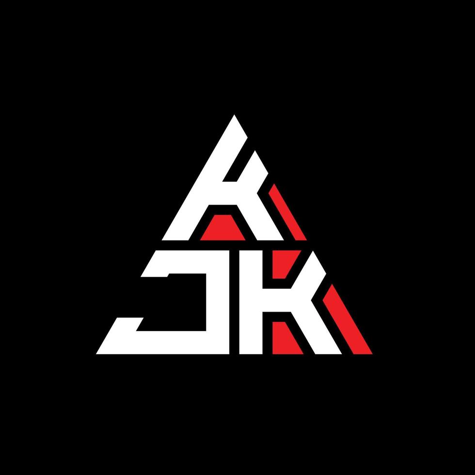 KJK triangle letter logo design with triangle shape. KJK triangle logo design monogram. KJK triangle vector logo template with red color. KJK triangular logo Simple, Elegant, and Luxurious Logo.