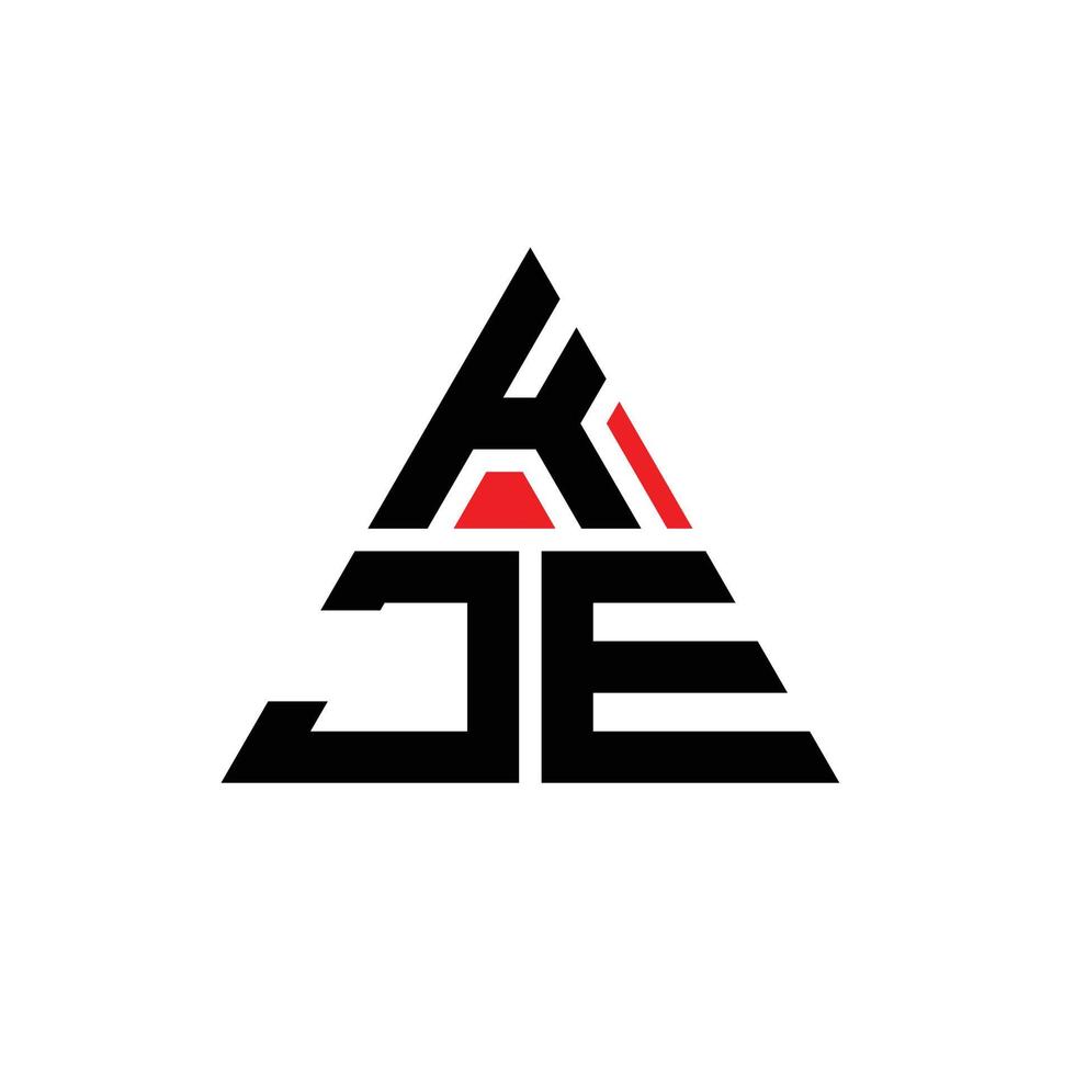 diseño de logotipo de letra triangular kje con forma de triángulo. monograma de diseño del logotipo del triángulo kje. plantilla de logotipo de vector de triángulo kje con color rojo. logo triangular kje logo simple, elegante y lujoso.