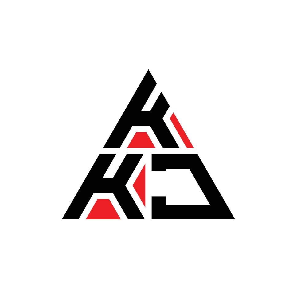 diseño de logotipo de letra triangular kkj con forma de triángulo. monograma de diseño del logotipo del triángulo kkj. plantilla de logotipo de vector de triángulo kkj con color rojo. logotipo triangular kkj logotipo simple, elegante y lujoso.