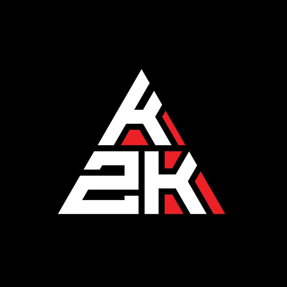 diseño de logotipo de letra triangular kzk con forma de triángulo. monograma de diseño del logotipo del triángulo kzk. plantilla de logotipo de vector de triángulo kzk con color rojo. logotipo triangular kzk logotipo simple, elegante y lujoso.