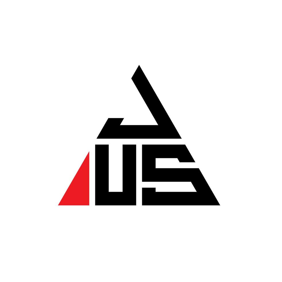 jus diseño de logotipo de letra triangular con forma de triángulo. monograma de diseño del logotipo del triángulo jus. jus plantilla de logotipo de vector de triángulo con color rojo. logo triangular jus logo simple, elegante y lujoso.