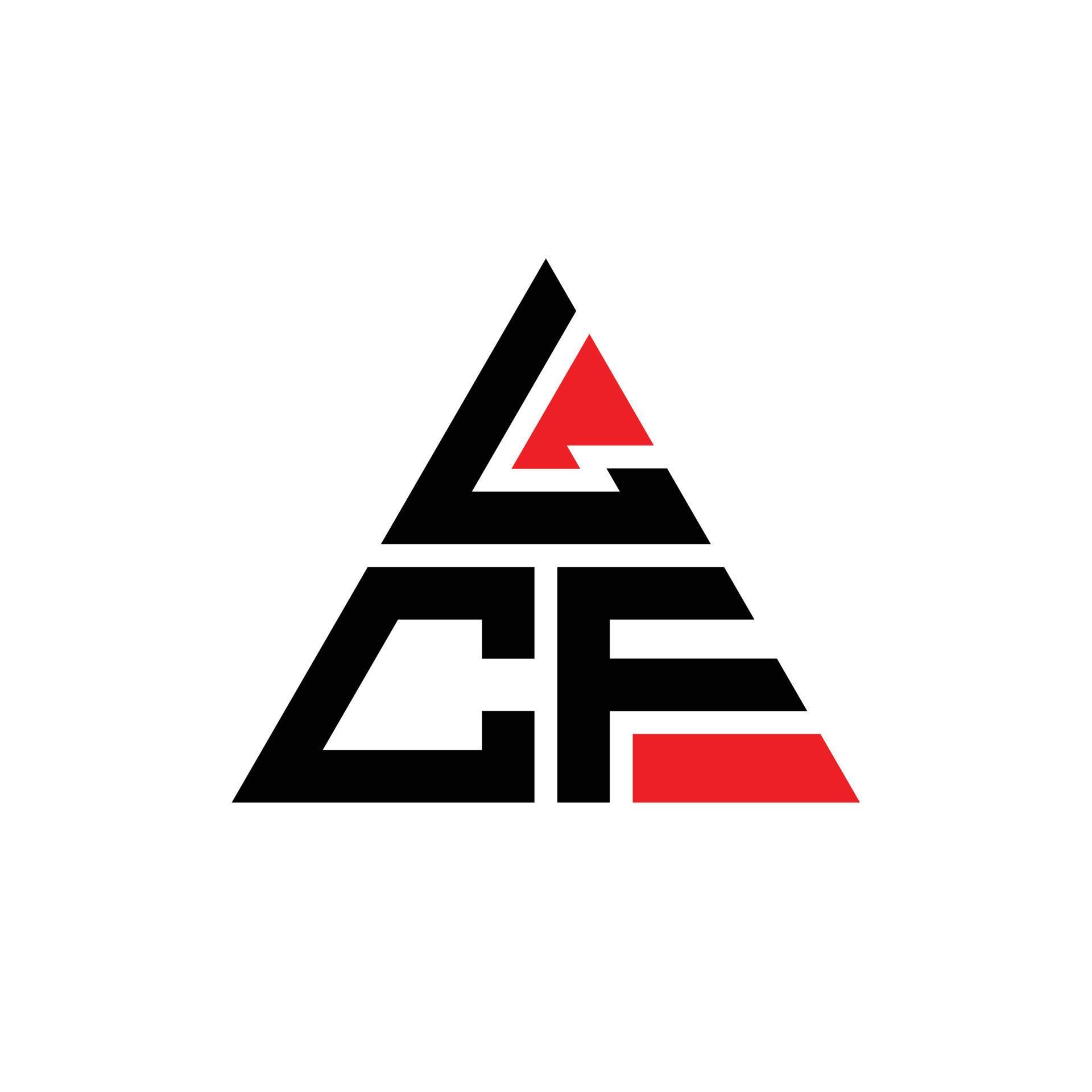 LCF triangle letter logo design with triangle shape. LCF triangle logo