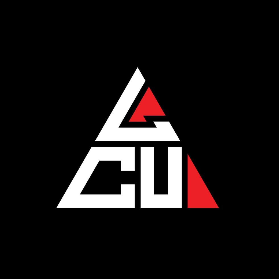 LCU triangle letter logo design with triangle shape. LCU triangle logo design monogram. LCU triangle vector logo template with red color. LCU triangular logo Simple, Elegant, and Luxurious Logo.