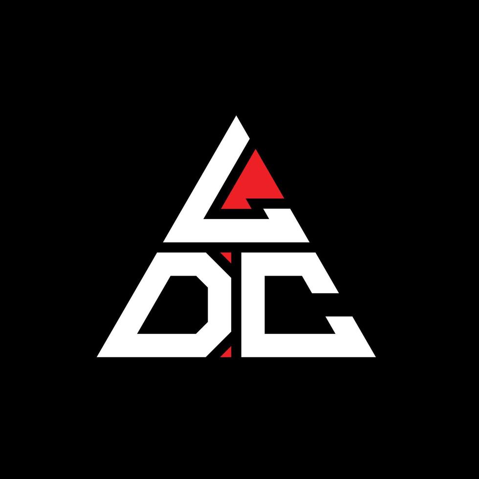 LDC triangle letter logo design with triangle shape. LDC triangle logo design monogram. LDC triangle vector logo template with red color. LDC triangular logo Simple, Elegant, and Luxurious Logo.