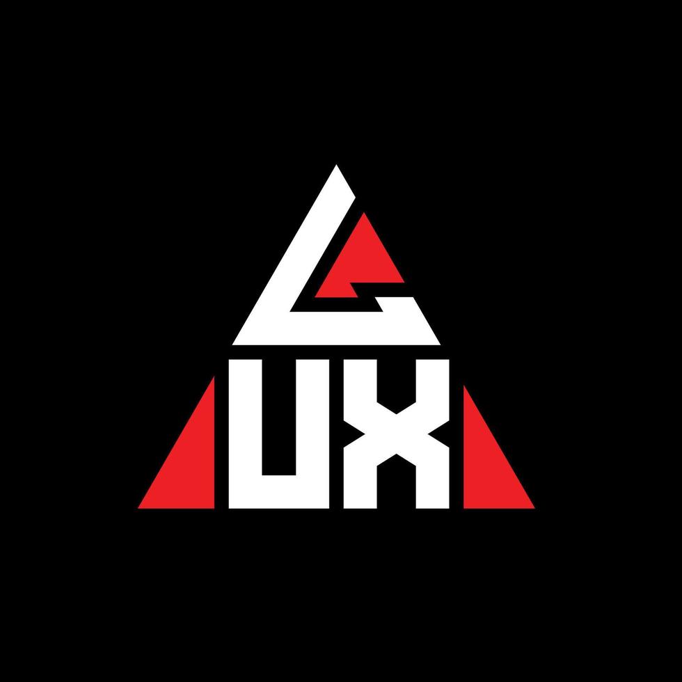LUX triangle letter logo design with triangle shape. LUX triangle logo design monogram. LUX triangle vector logo template with red color. LUX triangular logo Simple, Elegant, and Luxurious Logo.