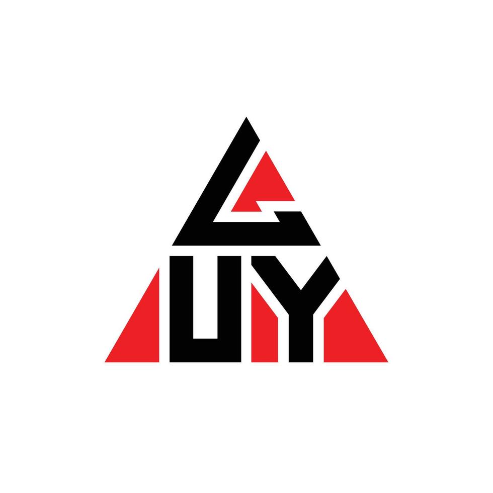 LUY triangle letter logo design with triangle shape. LUY triangle logo design monogram. LUY triangle vector logo template with red color. LUY triangular logo Simple, Elegant, and Luxurious Logo.