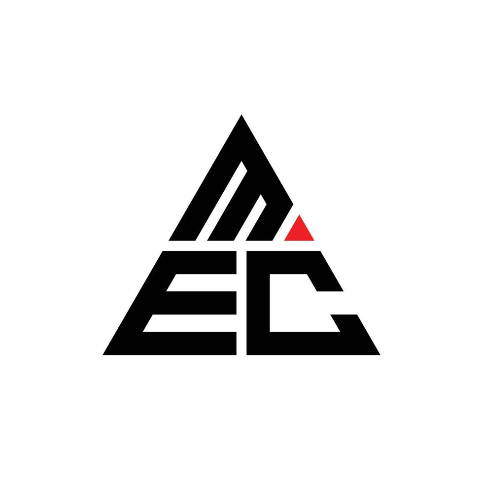 diseño de logotipo de letra triangular mec con forma de triángulo. monograma de diseño del logotipo del triángulo mec. plantilla de logotipo de vector de triángulo mec con color rojo. logotipo triangular mec logotipo simple, elegante y lujoso.