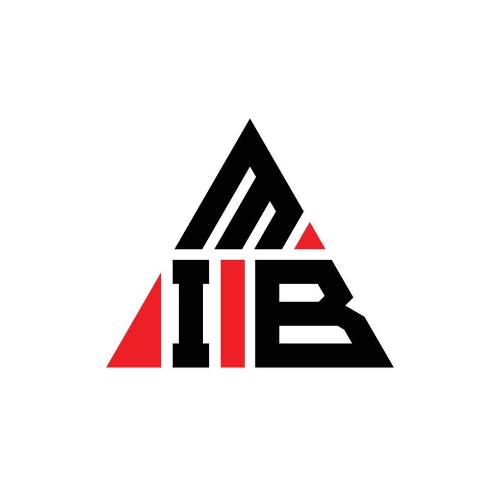 MIB triangle letter logo design with triangle shape. MIB triangle logo design monogram. MIB triangle vector logo template with red color. MIB triangular logo Simple, Elegant, and Luxurious Logo.