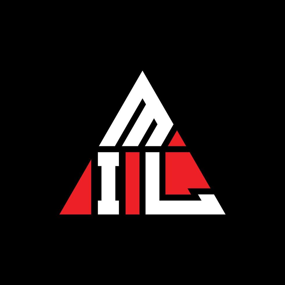 diseño de logotipo de letra triangular mil con forma de triángulo. monograma de diseño de logotipo de triángulo mil. plantilla de logotipo de vector de triángulo mil con color rojo. mil logotipo triangular logotipo simple, elegante y lujoso.