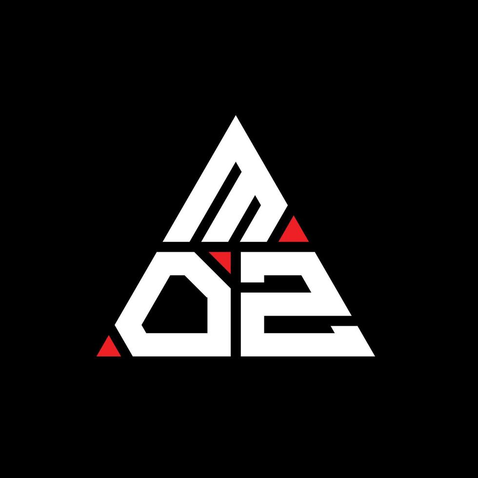 MOZ triangle letter logo design with triangle shape. MOZ triangle logo design monogram. MOZ triangle vector logo template with red color. MOZ triangular logo Simple, Elegant, and Luxurious Logo.