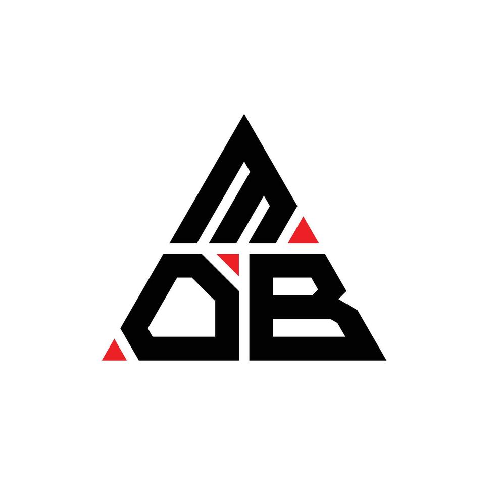 MOB triangle letter logo design with triangle shape. MOB triangle logo design monogram. MOB triangle vector logo template with red color. MOB triangular logo Simple, Elegant, and Luxurious Logo.