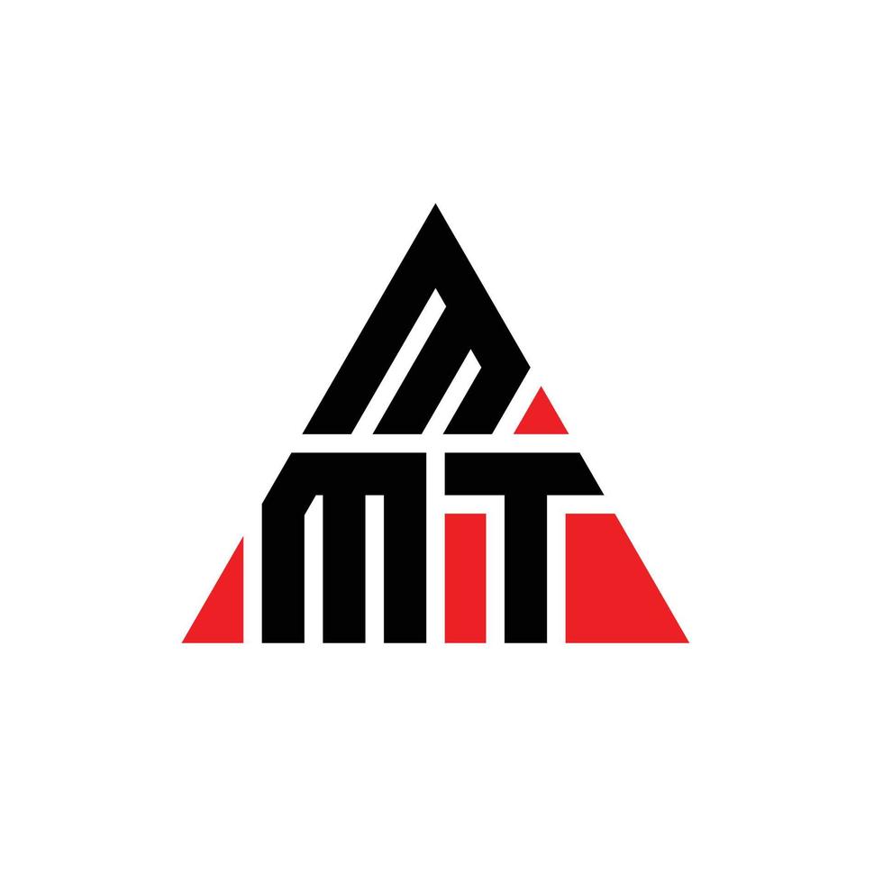 diseño de logotipo de letra triangular mmt con forma de triángulo. monograma de diseño de logotipo de triángulo mmt. plantilla de logotipo de vector de triángulo mmt con color rojo. logotipo triangular mmt logotipo simple, elegante y lujoso.