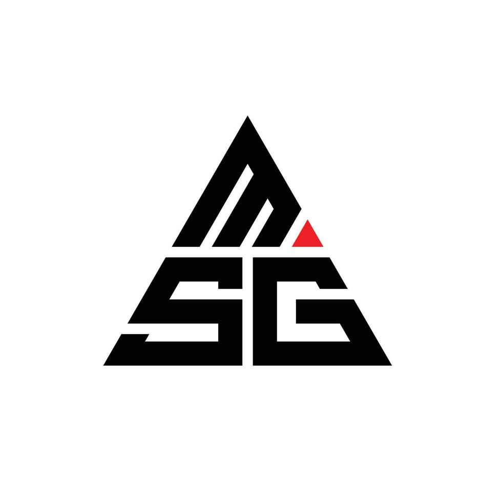 MSG triangle letter logo design with triangle shape. MSG triangle logo design monogram. MSG triangle vector logo template with red color. MSG triangular logo Simple, Elegant, and Luxurious Logo.
