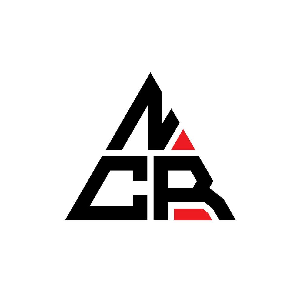 Diseño de logotipo de letra triangular ncr con forma de triángulo. monograma de diseño de logotipo de triángulo ncr. plantilla de logotipo de vector de triángulo ncr con color rojo. logotipo triangular ncr logotipo simple, elegante y lujoso.