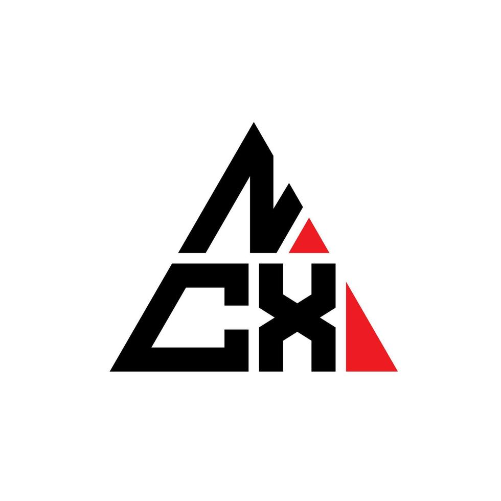 NCX triangle letter logo design with triangle shape. NCX triangle logo design monogram. NCX triangle vector logo template with red color. NCX triangular logo Simple, Elegant, and Luxurious Logo.