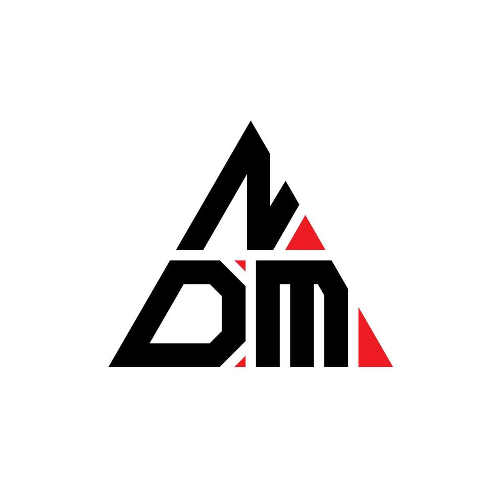 diseño de logotipo de letra triangular ndm con forma de triángulo. monograma de diseño de logotipo de triángulo ndm. plantilla de logotipo de vector de triángulo ndm con color rojo. logo triangular ndm logo simple, elegante y lujoso.