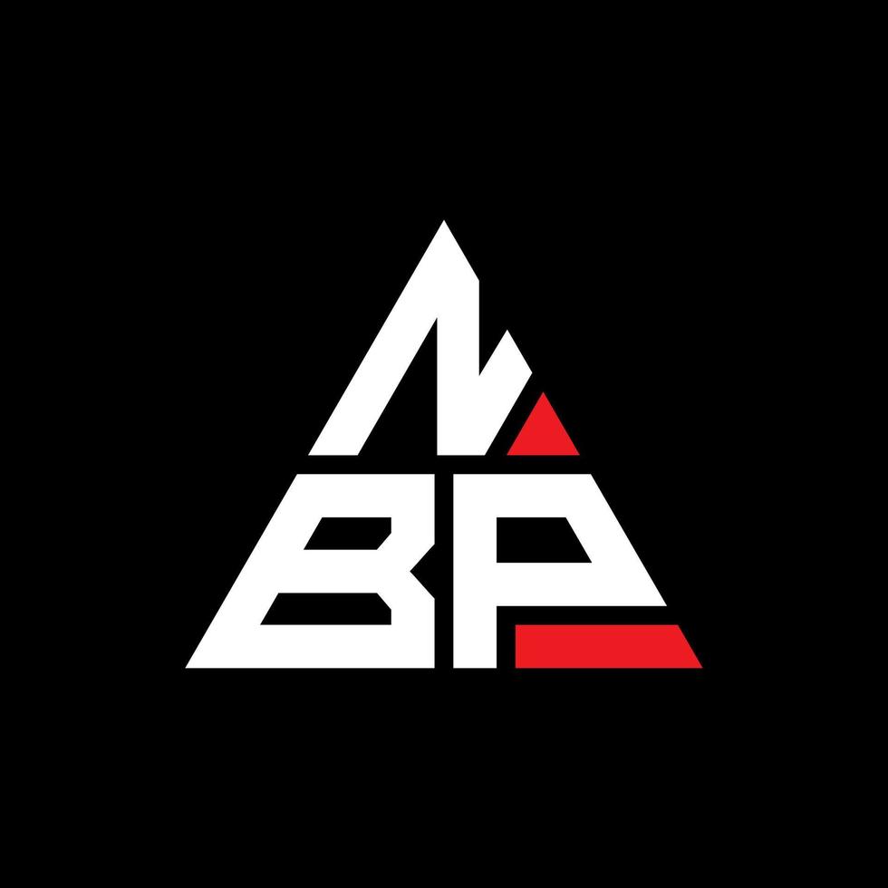 NBP triangle letter logo design with triangle shape. NBP triangle logo design monogram. NBP triangle vector logo template with red color. NBP triangular logo Simple, Elegant, and Luxurious Logo.