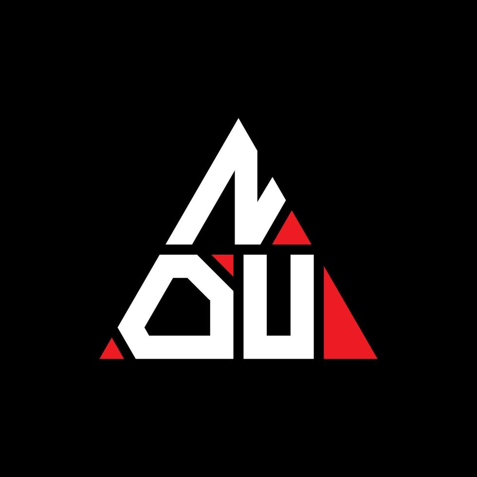 NOU triangle letter logo design with triangle shape. NOU triangle logo design monogram. NOU triangle vector logo template with red color. NOU triangular logo Simple, Elegant, and Luxurious Logo.
