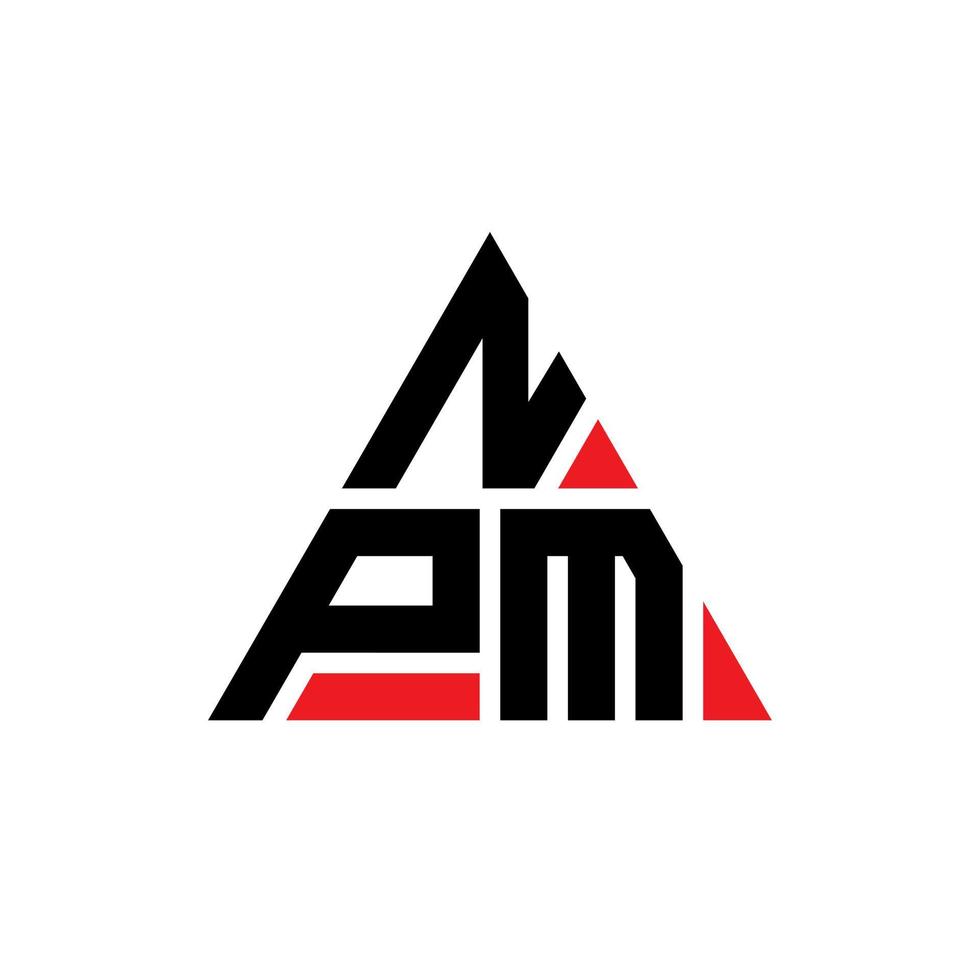 NPM triangle letter logo design with triangle shape. NPM triangle logo design monogram. NPM triangle vector logo template with red color. NPM triangular logo Simple, Elegant, and Luxurious Logo.