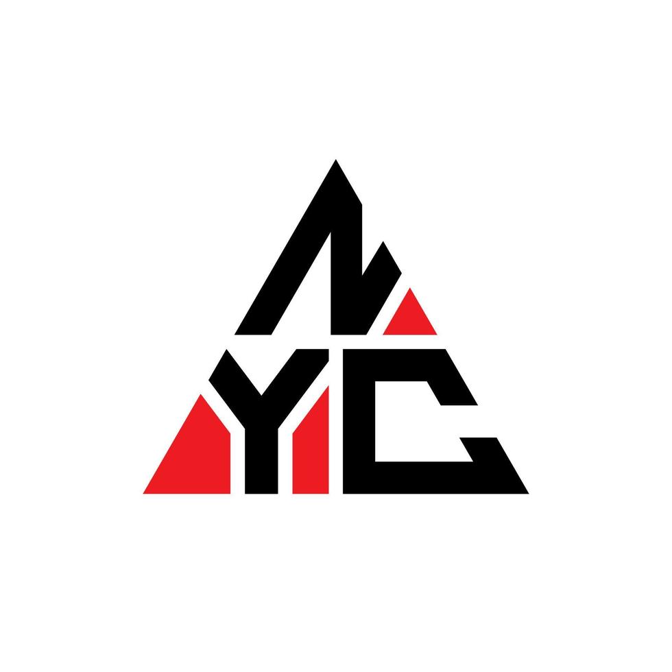 NYC triangle letter logo design with triangle shape. NYC triangle logo design monogram. NYC triangle vector logo template with red color. NYC triangular logo Simple, Elegant, and Luxurious Logo.