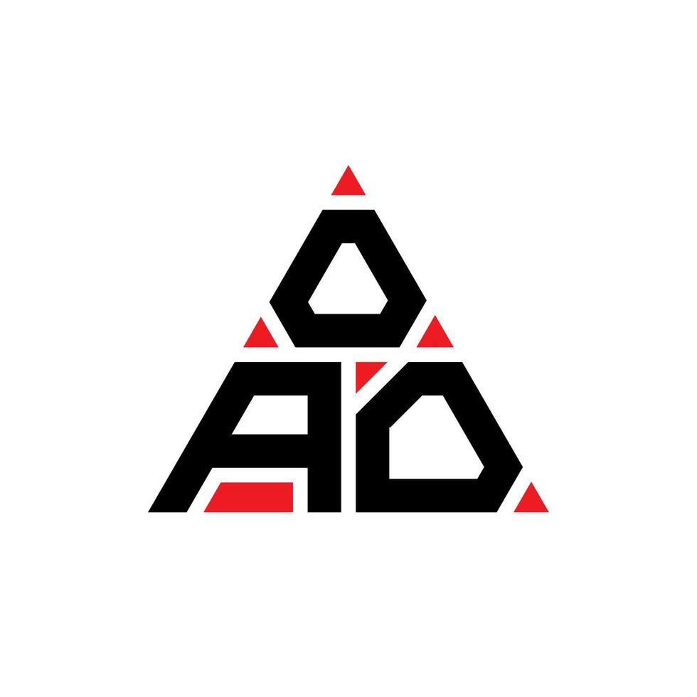 diseño de logotipo de letra triangular oao con forma de triángulo. monograma de diseño del logotipo del triángulo oao. plantilla de logotipo de vector de triángulo oao con color rojo. logotipo triangular oao logotipo simple, elegante y lujoso.