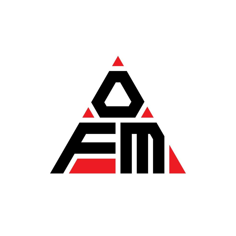 OFM triangle letter logo design with triangle shape. OFM triangle logo design monogram. OFM triangle vector logo template with red color. OFM triangular logo Simple, Elegant, and Luxurious Logo.