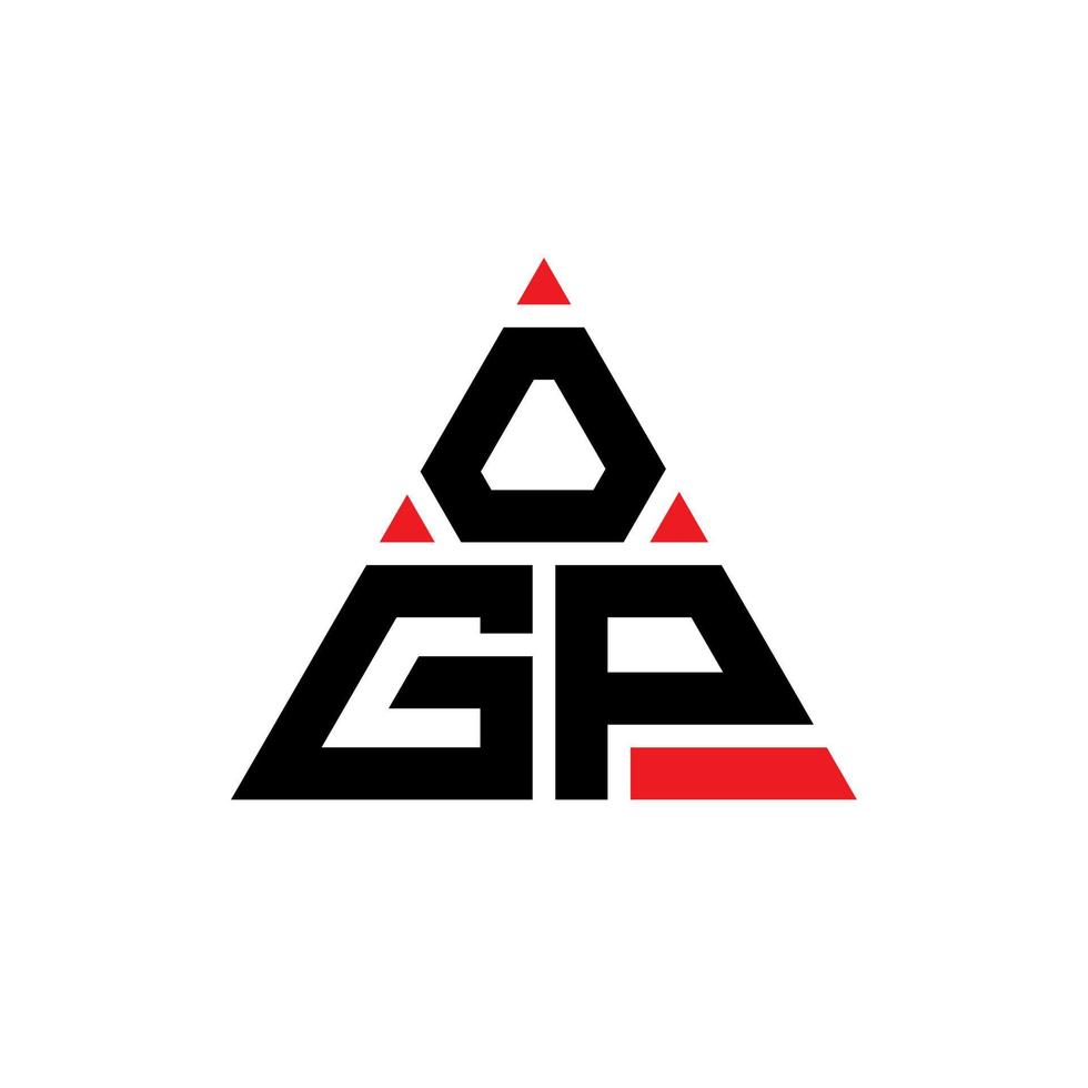 diseño de logotipo de letra triangular ogp con forma de triángulo. monograma de diseño de logotipo de triángulo ogp. plantilla de logotipo de vector de triángulo ogp con color rojo. logo triangular ogp logo simple, elegante y lujoso.