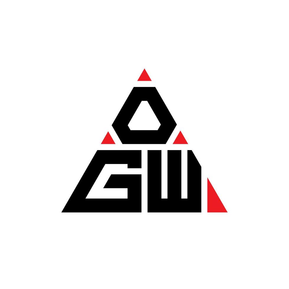 OGW triangle letter logo design with triangle shape. OGW triangle logo design monogram. OGW triangle vector logo template with red color. OGW triangular logo Simple, Elegant, and Luxurious Logo.