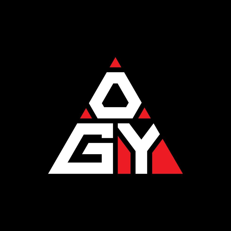 diseño de logotipo de letra de triángulo ogy con forma de triángulo. monograma de diseño de logotipo de triángulo ogy. plantilla de logotipo de vector de triángulo ogy con color rojo. logotipo triangular ogy logotipo simple, elegante y lujoso.