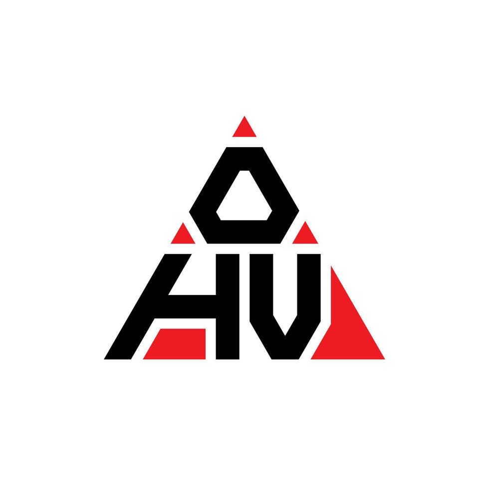 diseño de logotipo de letra triangular ohv con forma de triángulo. monograma de diseño de logotipo de triángulo ohv. plantilla de logotipo de vector de triángulo ohv con color rojo. logotipo triangular ohv logotipo simple, elegante y lujoso.