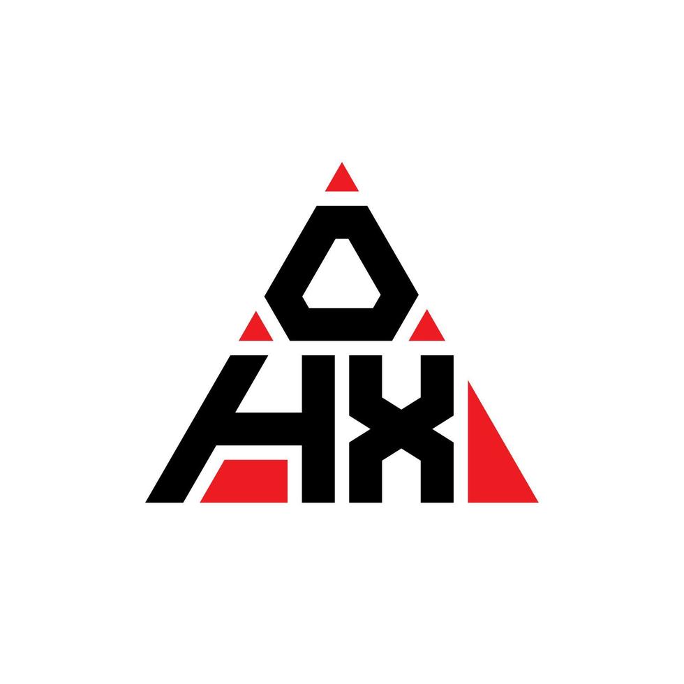 OHX triangle letter logo design with triangle shape. OHX triangle logo design monogram. OHX triangle vector logo template with red color. OHX triangular logo Simple, Elegant, and Luxurious Logo.