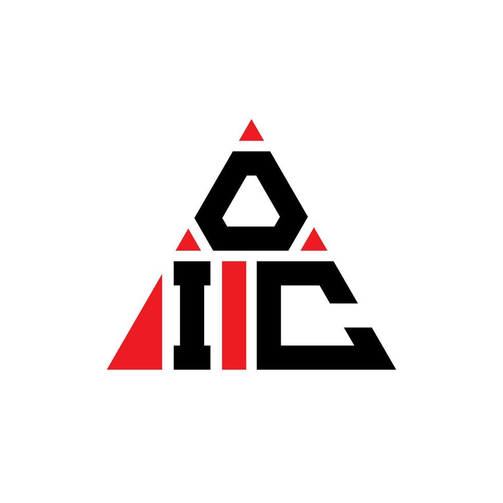OIC triangle letter logo design with triangle shape. OIC triangle logo design monogram. OIC triangle vector logo template with red color. OIC triangular logo Simple, Elegant, and Luxurious Logo.