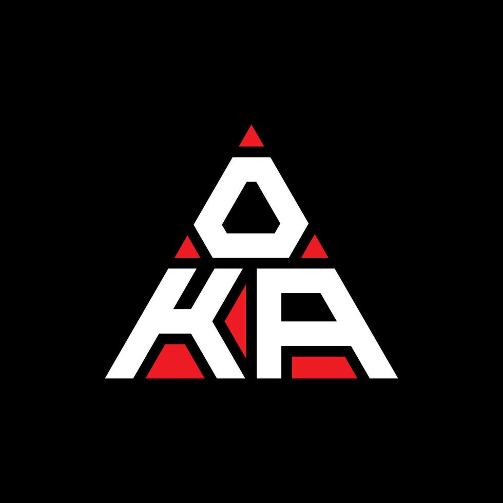 oka diseño de logotipo de letra triangular con forma de triángulo. monograma de diseño de logotipo de triángulo oka. plantilla de logotipo de vector de triángulo oka con color rojo. logotipo triangular oka logotipo simple, elegante y lujoso.