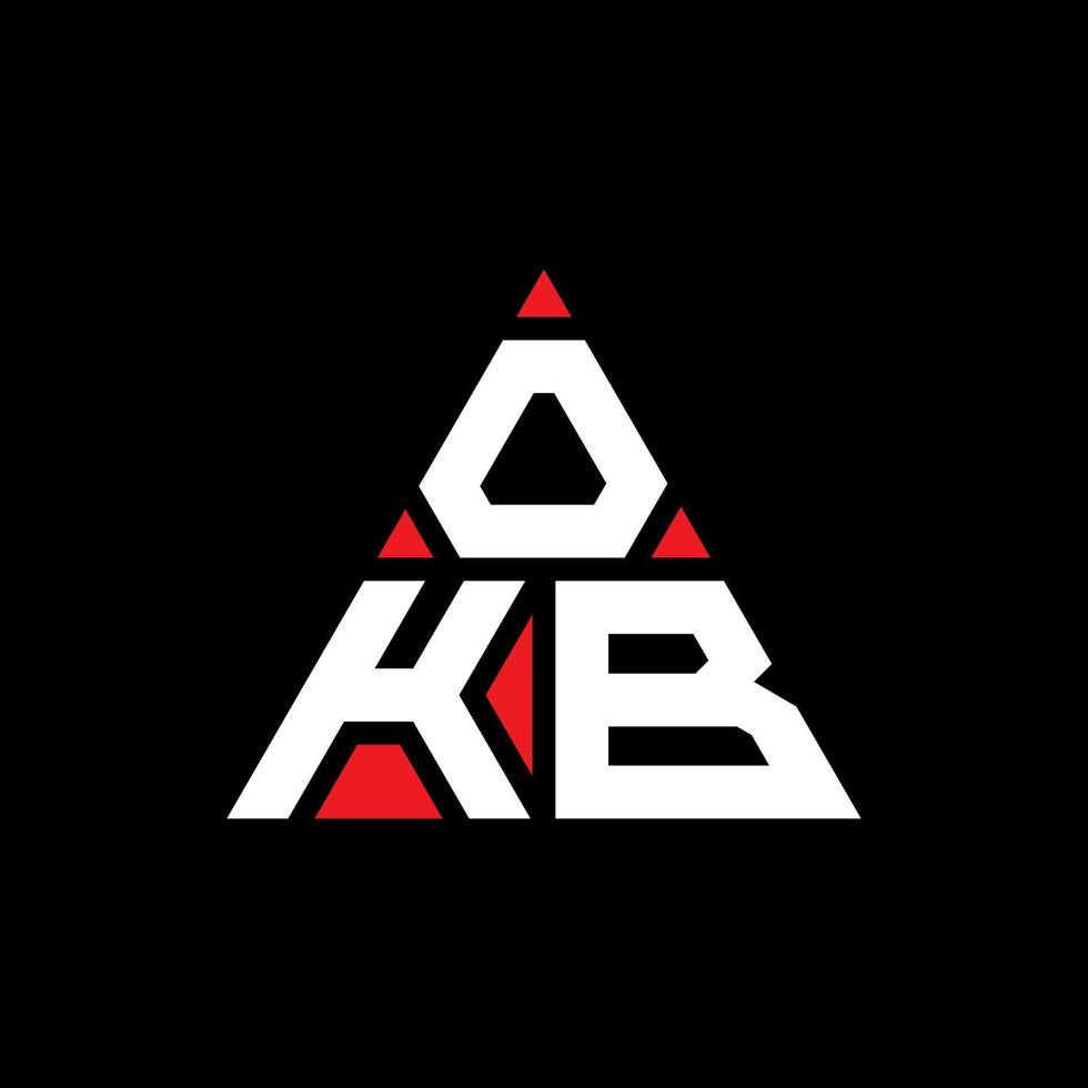 OKB triangle letter logo design with triangle shape. OKB triangle logo design monogram. OKB triangle vector logo template with red color. OKB triangular logo Simple, Elegant, and Luxurious Logo.